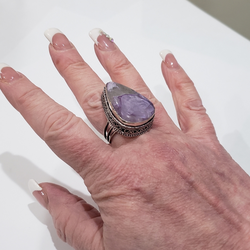 Charoite Gemstone, 925 Silver Ring - image 4